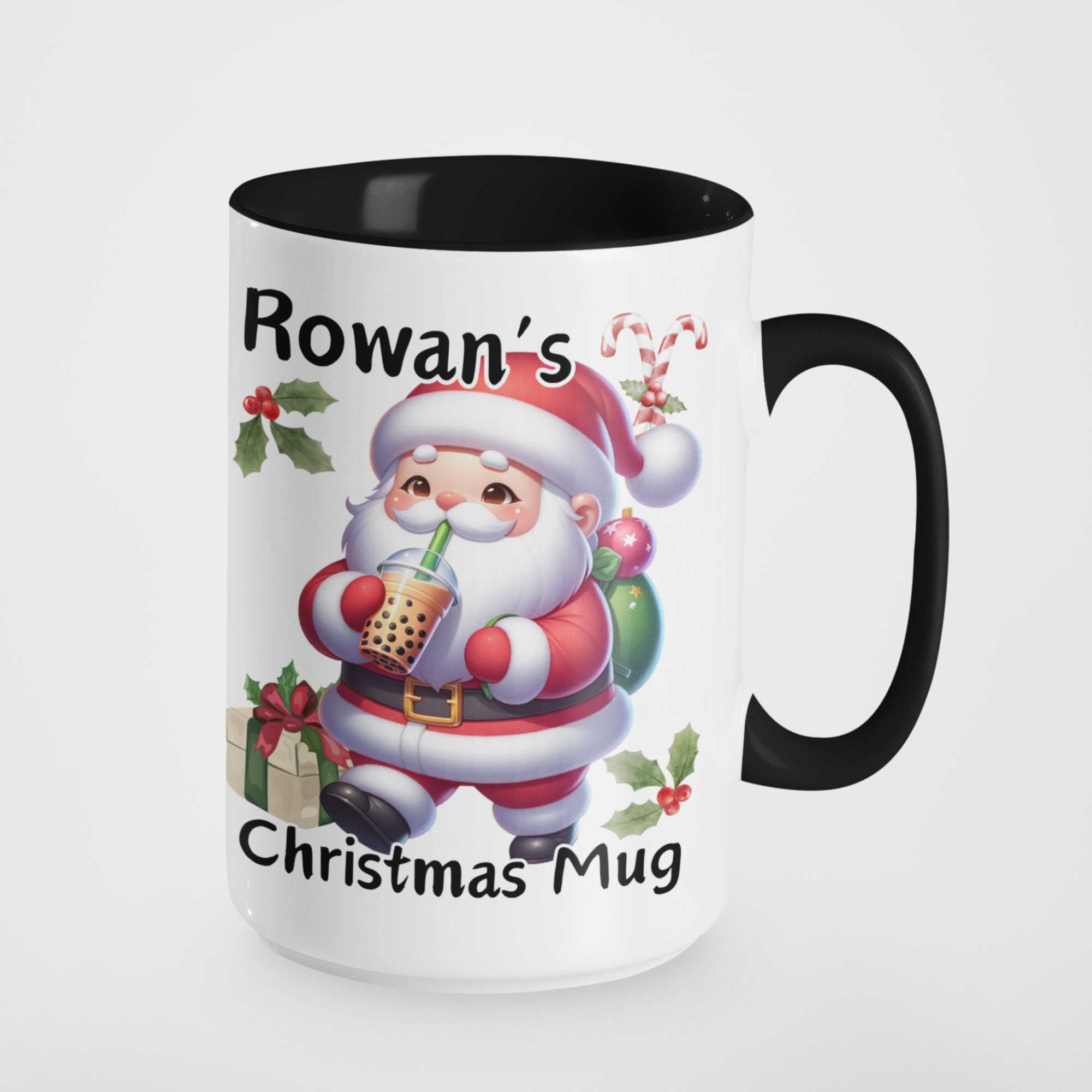 Personalised Santa Boba Tea Christmas Mug | Custom Name Christmas Gift | Fun Festive Mug for Teens & Young Adults | Christmas Stocking Filler