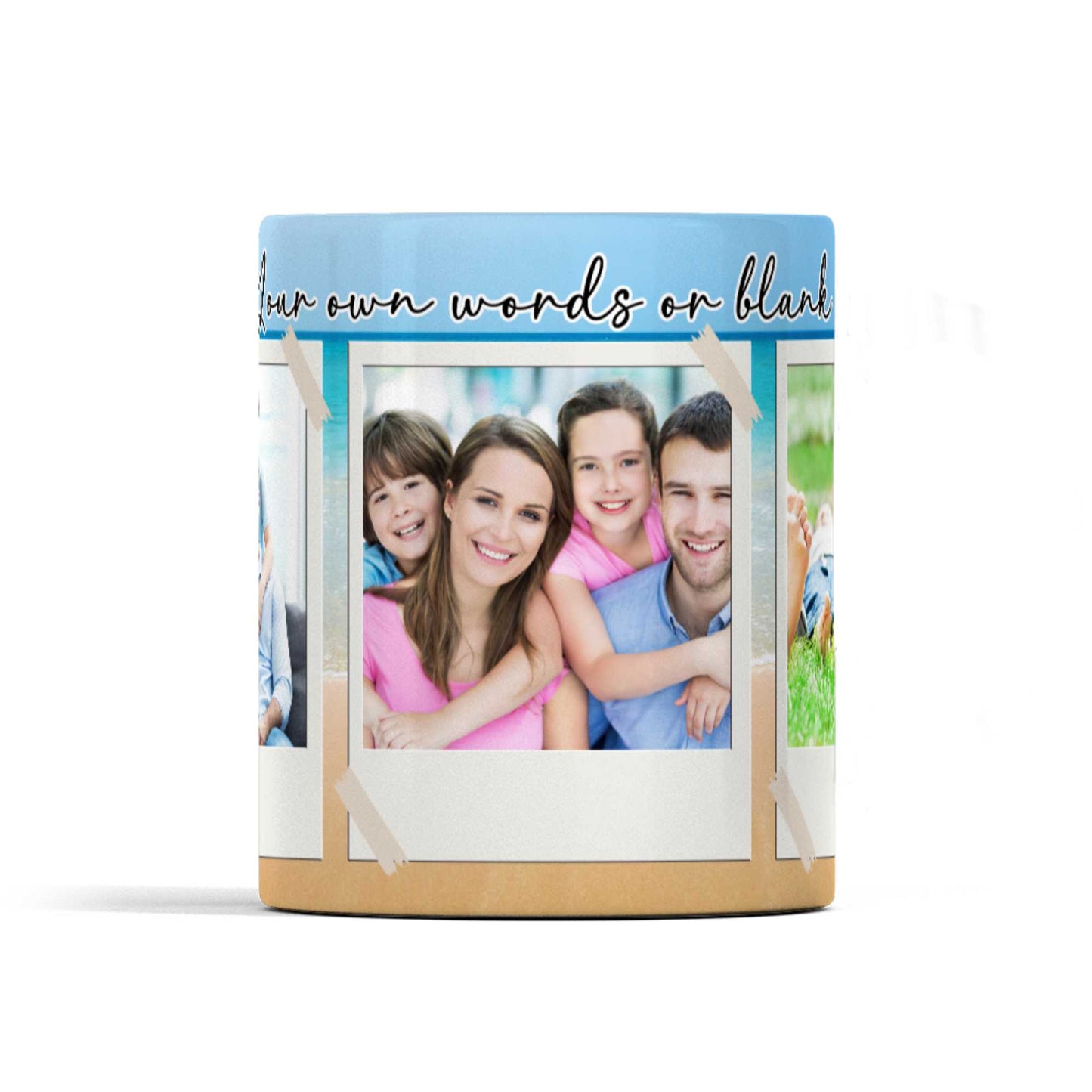 Custom beach themed personalised photo mug with any or no text