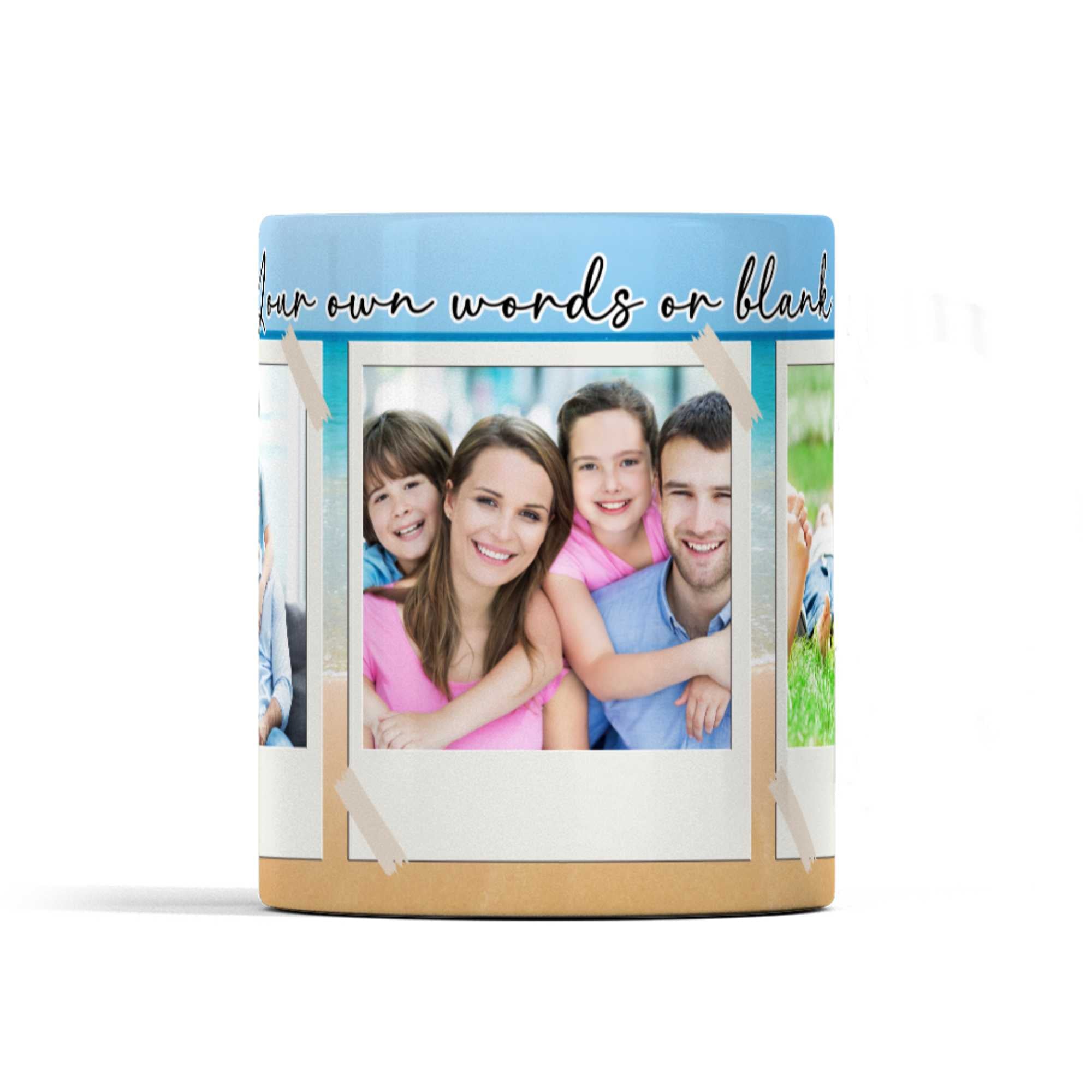 Custom beach themed personalised photo mug with any or no text