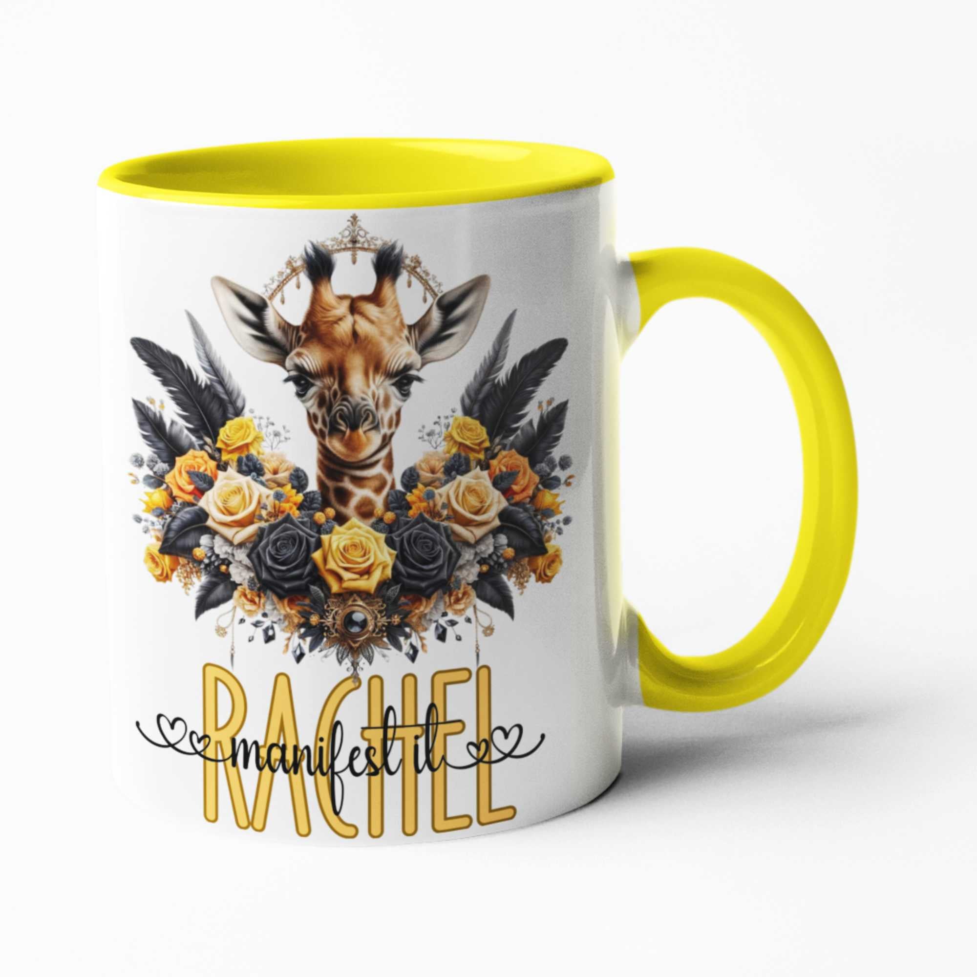 Custom 'Manifest It' Giraffe Mug & Tumbler Set | Inspirational Drinkware | 11oz/15oz Mugs with Colour Options, 20oz Tumbler, Coaster