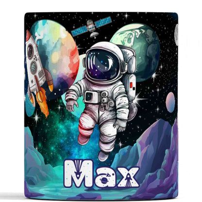 Space theme astronaut planets rockets 11oz mug with any name
