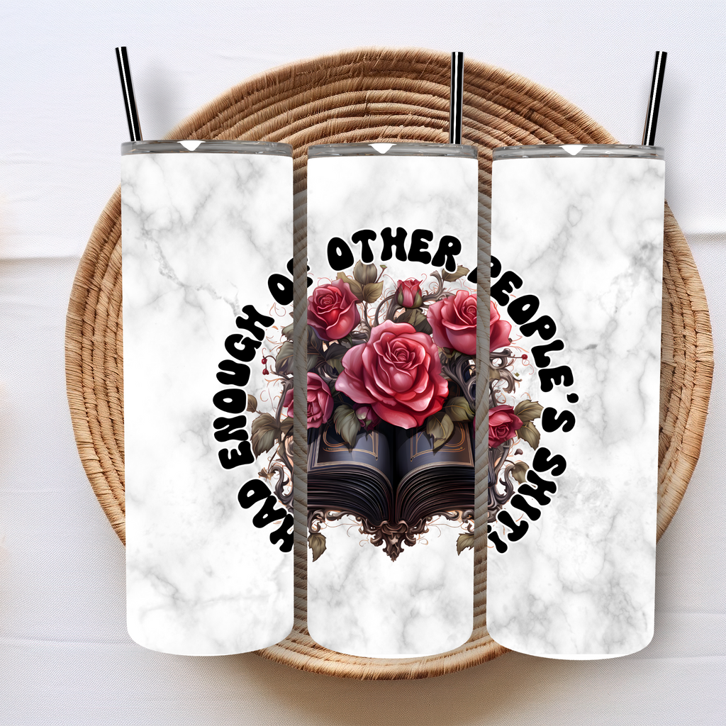 Gothic Book with Red Roses Had enough funny rude swear tumbler 20oz