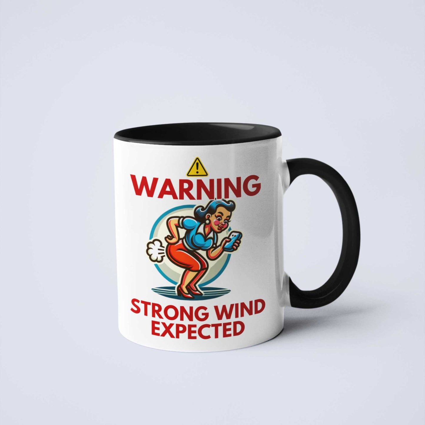 Weather warning funny coffee mug wind expected