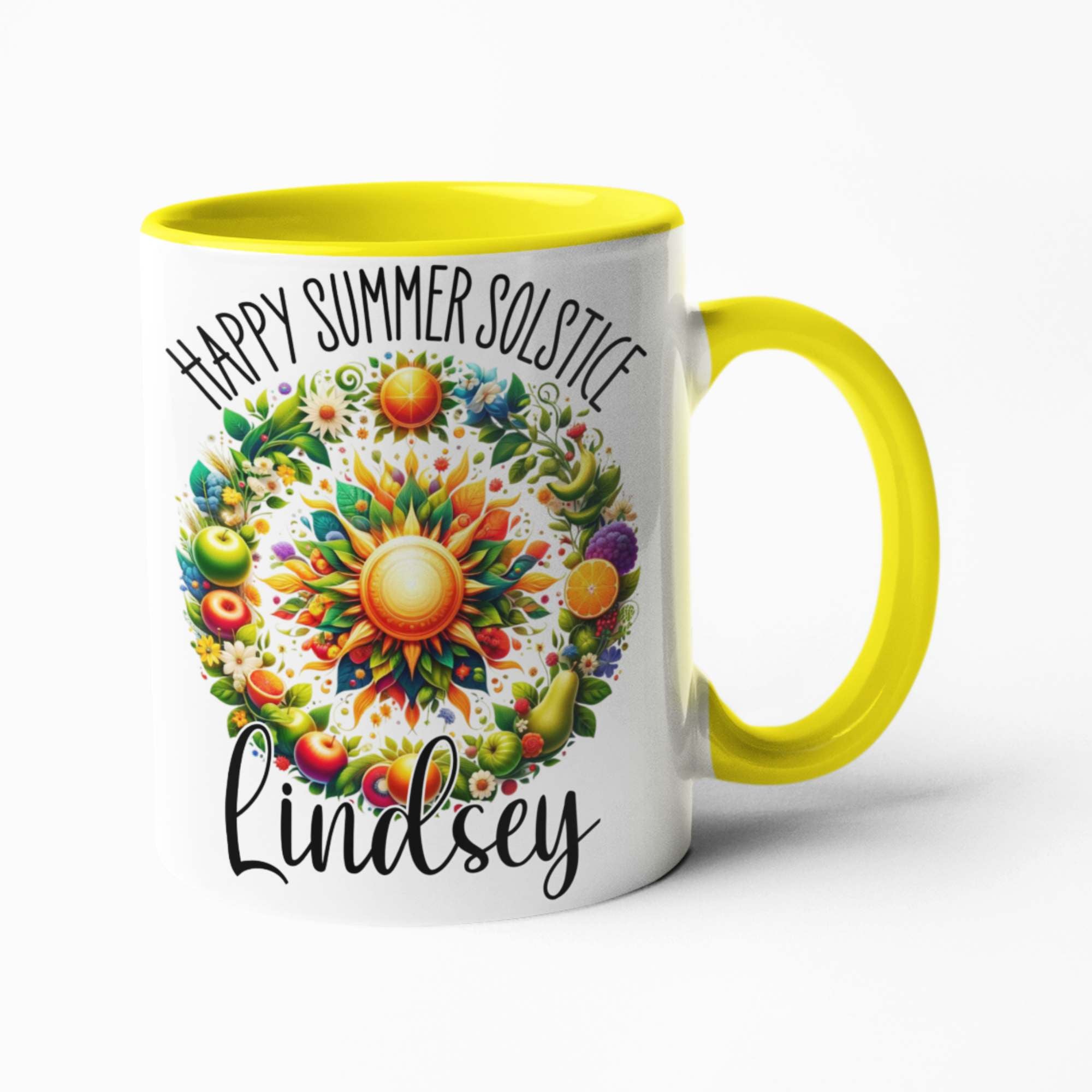 Customisable 'Happy Summer Solstice' Mug | Pagan Festival Drinkware | Personalised 11oz/15oz Mugs & 20oz Tumblers with Coasters