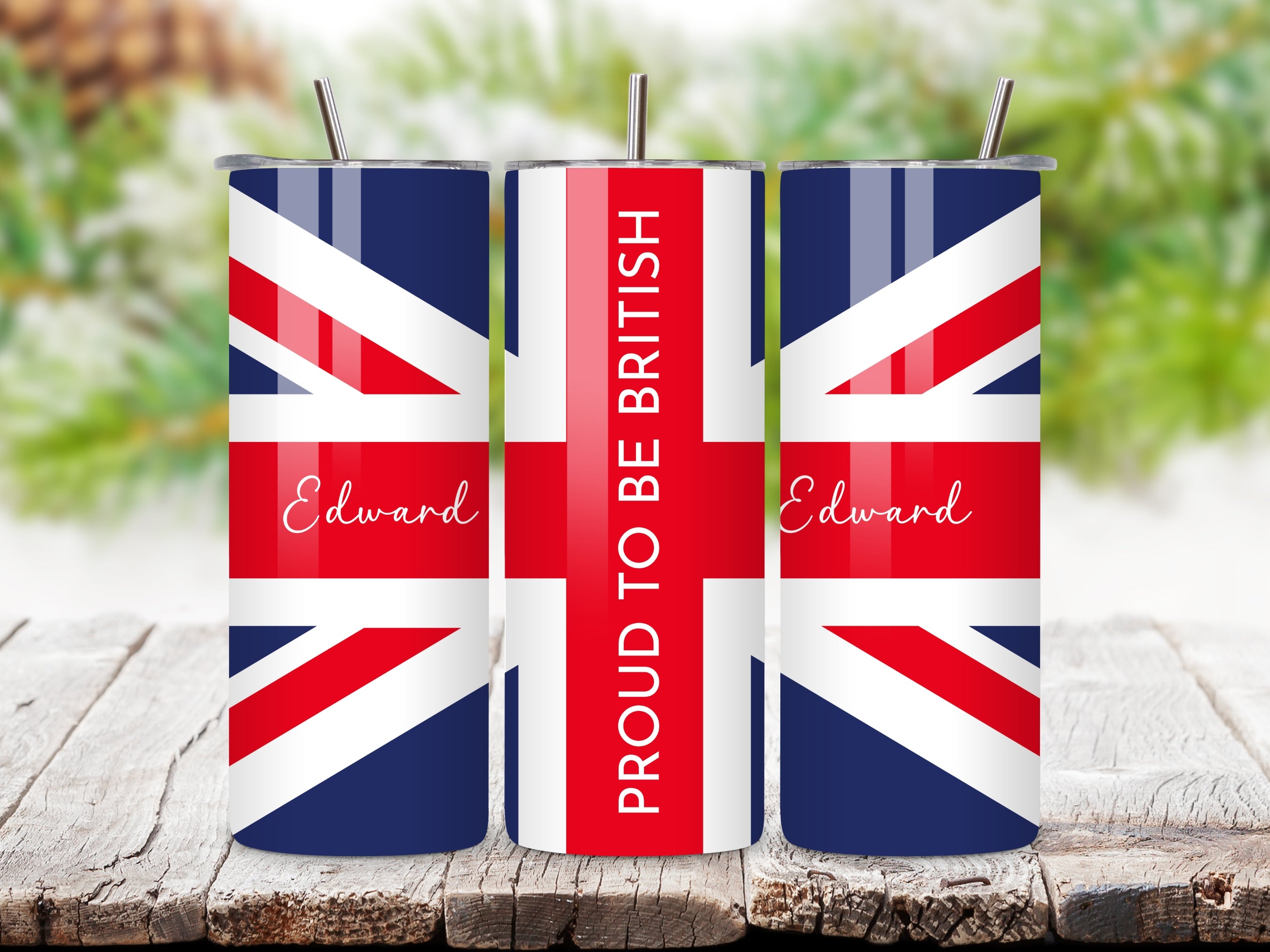 PROUD TO BE BRITISH Union Jack Tumbler – Personalised with ANY Name | Patriotic Gift | British Pride Present | Stainless Steel 20oz Travel Mug