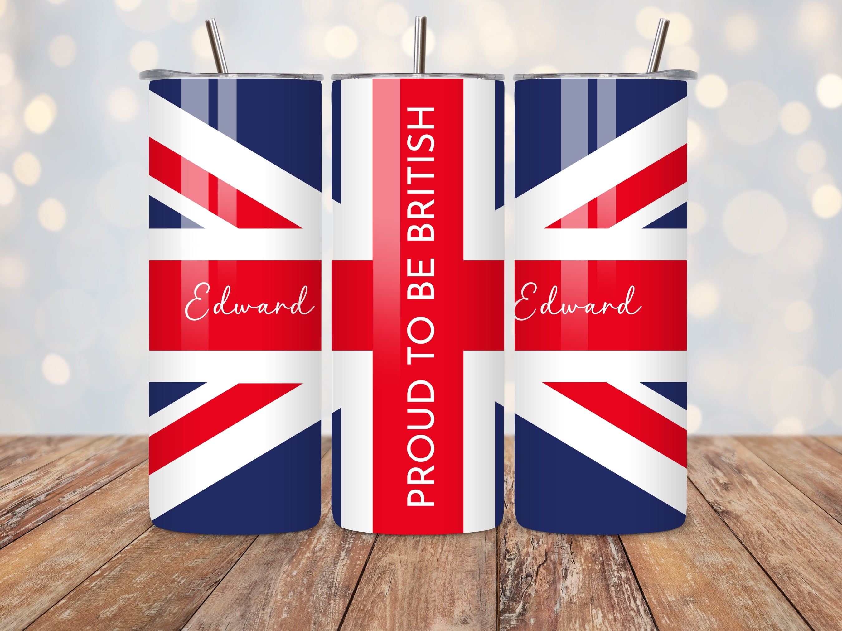 PROUD TO BE BRITISH Union Jack Tumbler – Personalised with ANY Name | Patriotic Gift | British Pride Present | Stainless Steel 20oz Travel Mug
