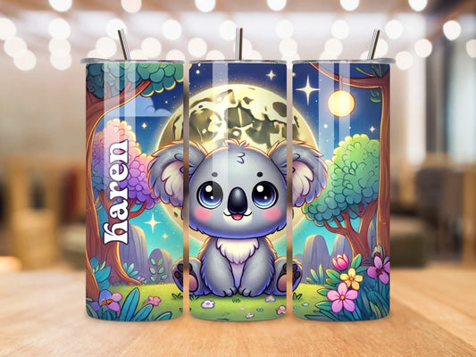 Cute Personalised Baby Koala Tumbler - Custom Name, Stainless Steel, Keeps Drinks Hot & Cold