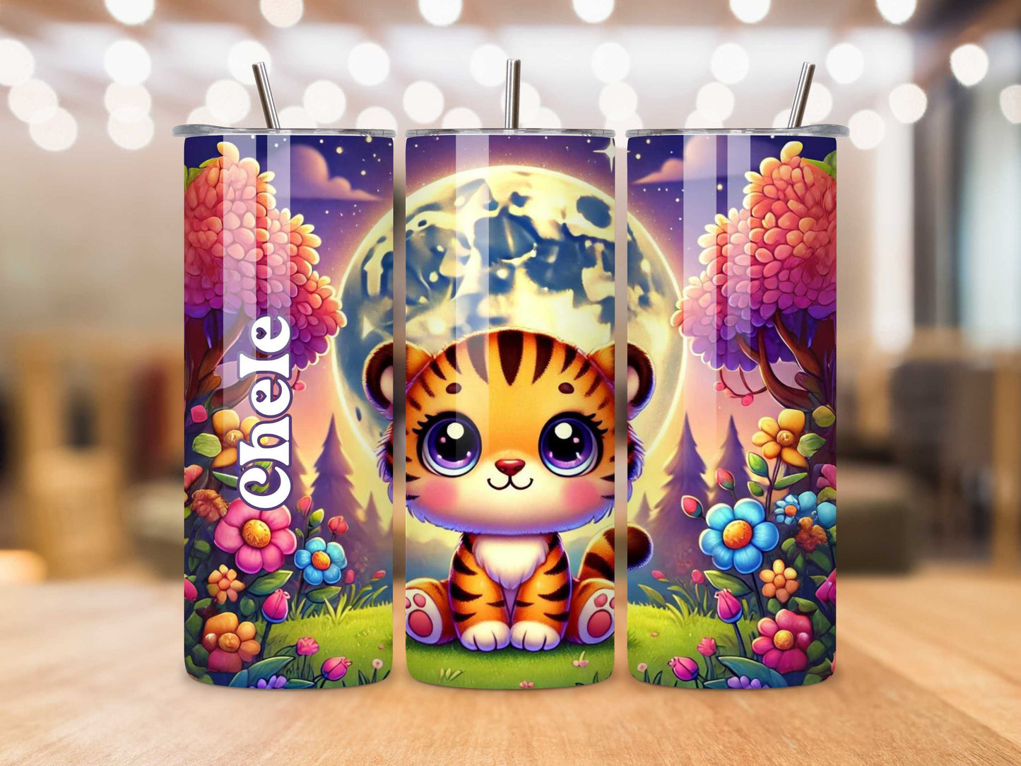 Baby Tiger Tumbler – Custom Name, 20oz Stainless Steel, Keeps Drinks Hot & Cold, Adorable Animal Design