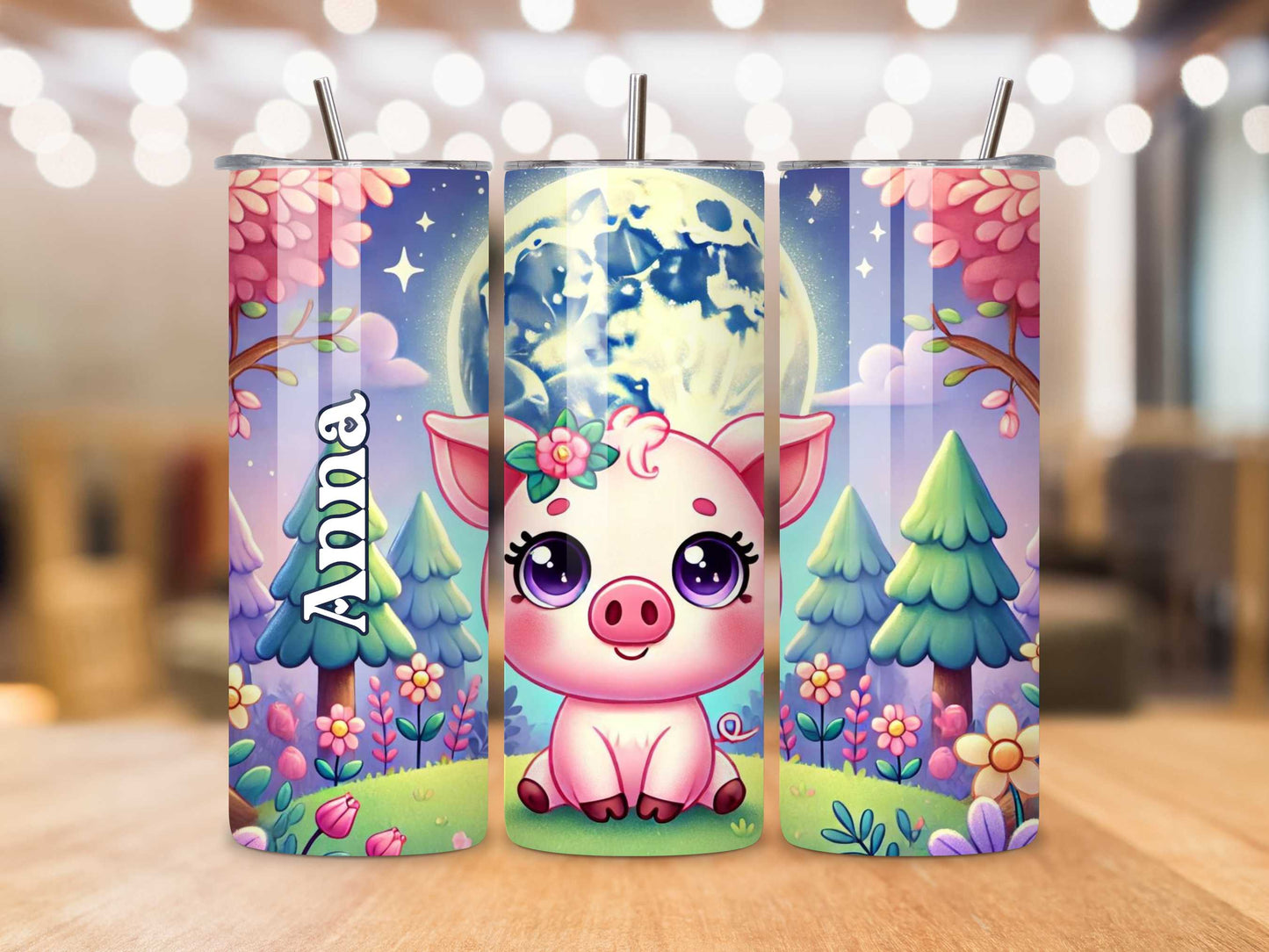 Personalised Baby Pig Tumbler - 20oz Stainless Steel, Custom Cute Piglet Design