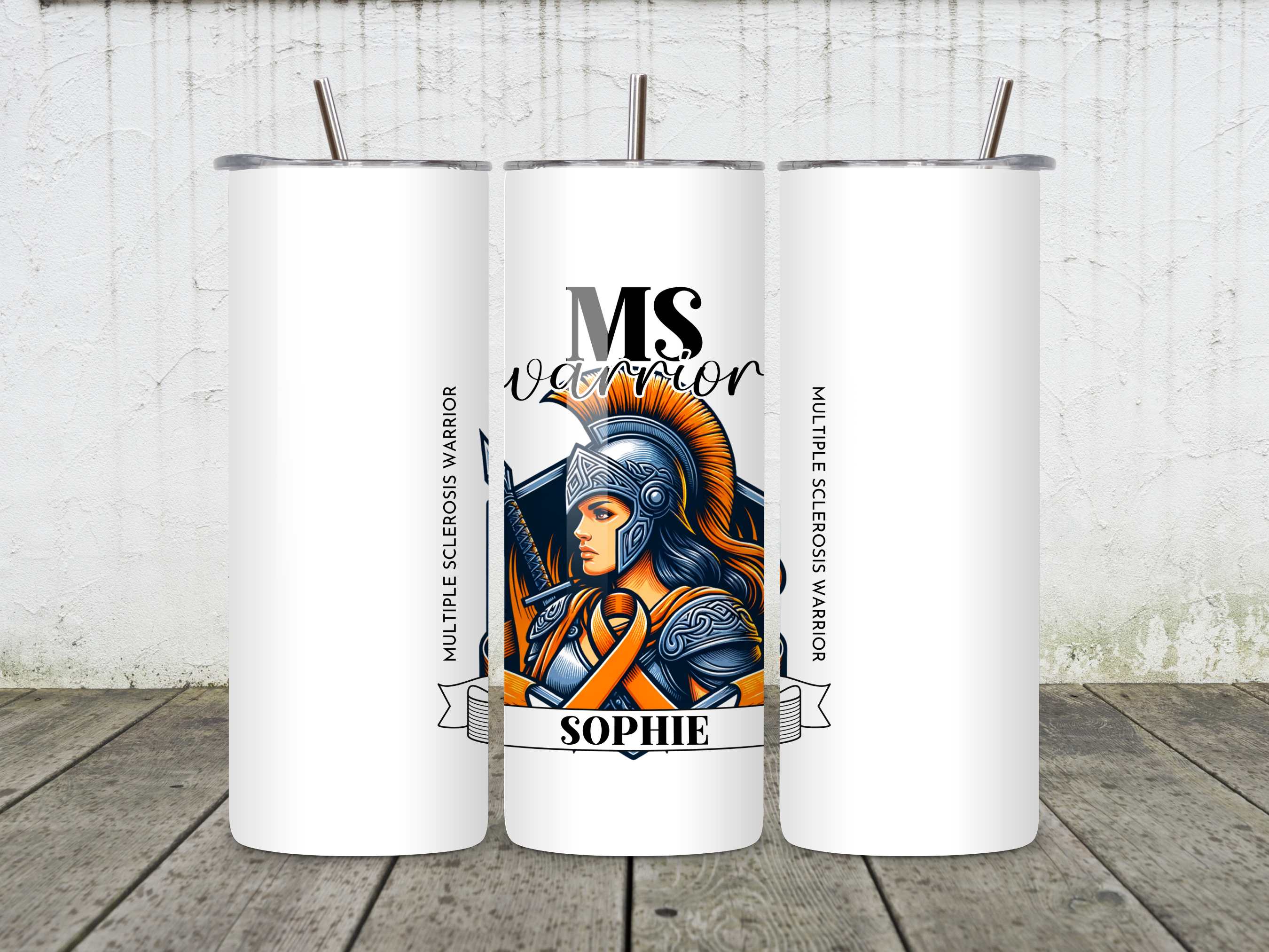 MS Warrior Personalised Mug or Tumbler | Multiple Sclerosis Awareness Gift | Custom Name Coffee Cup | Inspirational MS Fighter Design | Warrior Woman Collection