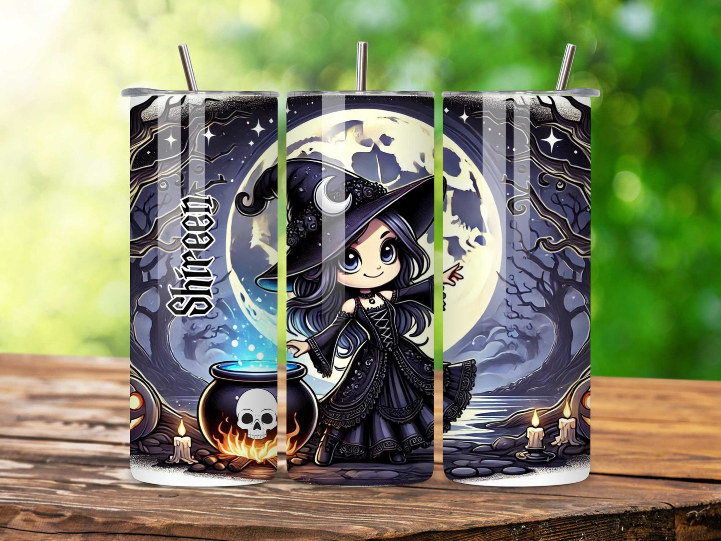 Gothic Witch Tumbler - Cute Halloween Stainless Steel Tumbler with Spill-Proof Lid - 20oz Insulated Drinkware for Hot & Cold Beverages