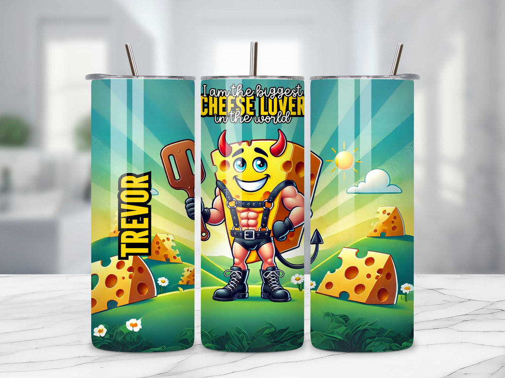 Personalised "I am the Biggest Cheese Lover in the World" Tumbler - Funny Customisable Stainless Steel Tumbler, Perfect Gift for Cheese Lovers