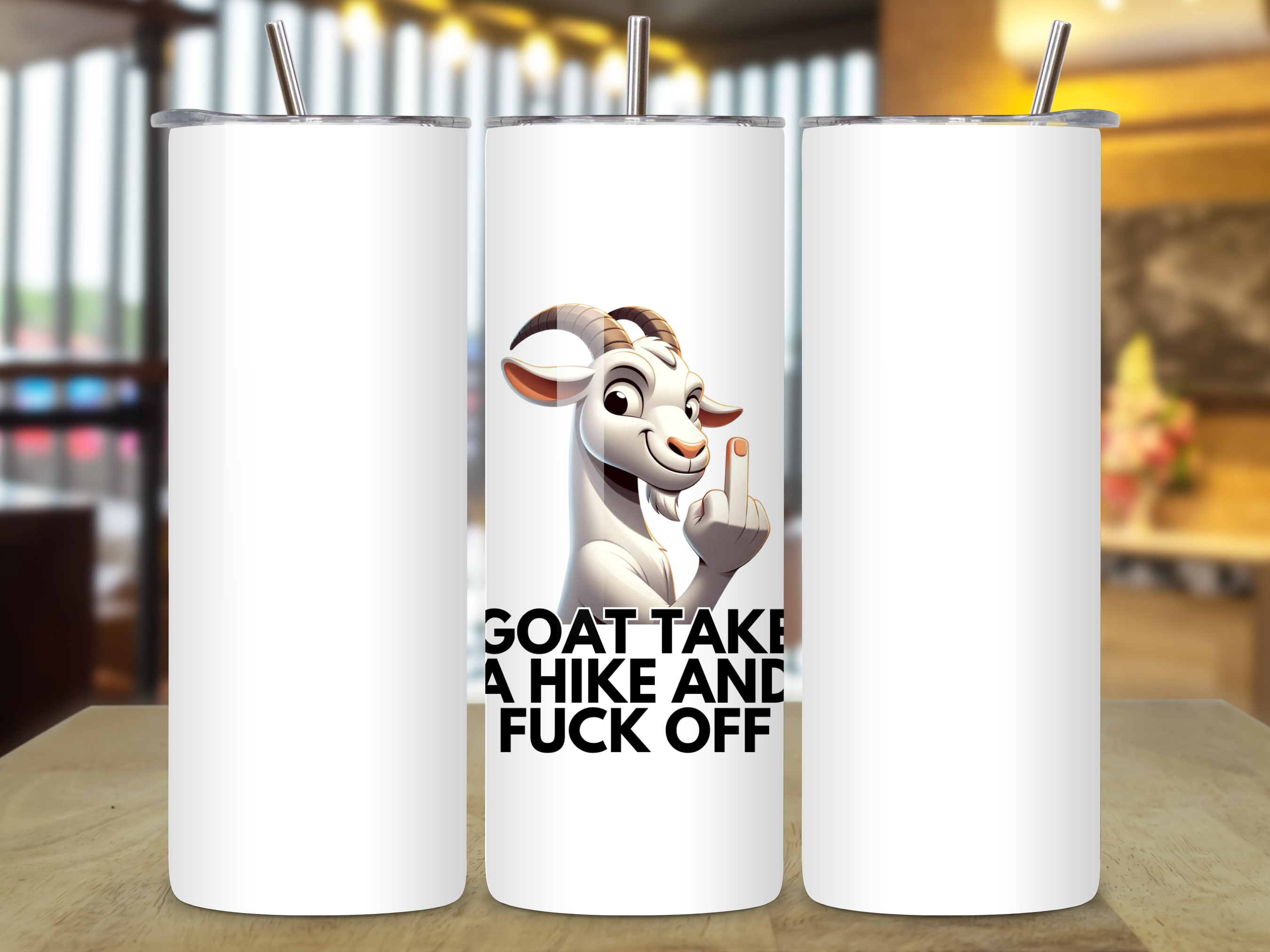 Goat Take a Hike and Fuck Off – Funny Goat Mug, Sarcastic Tumbler, Cheeky Coaster Gift for Friends and Office