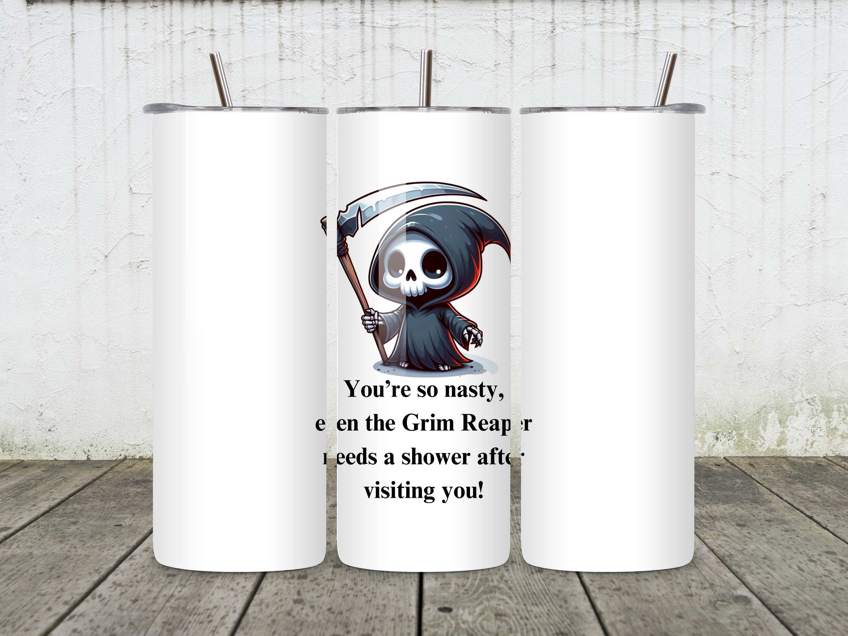 You're So Nasty Funny Grim Reaper Mug & Tumbler | Sarcastic Humour | Perfect for Grim Reaper Fans, Unique Gift Idea
