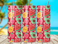 Watermelon Lemon Avocado cute fruit 20oz Stainless Steel Insulated Cup with Adorable Avocado, Lemon, Strawberry, and Watermelon Design