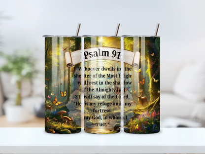 Psalm 91 Forest theme Tumbler