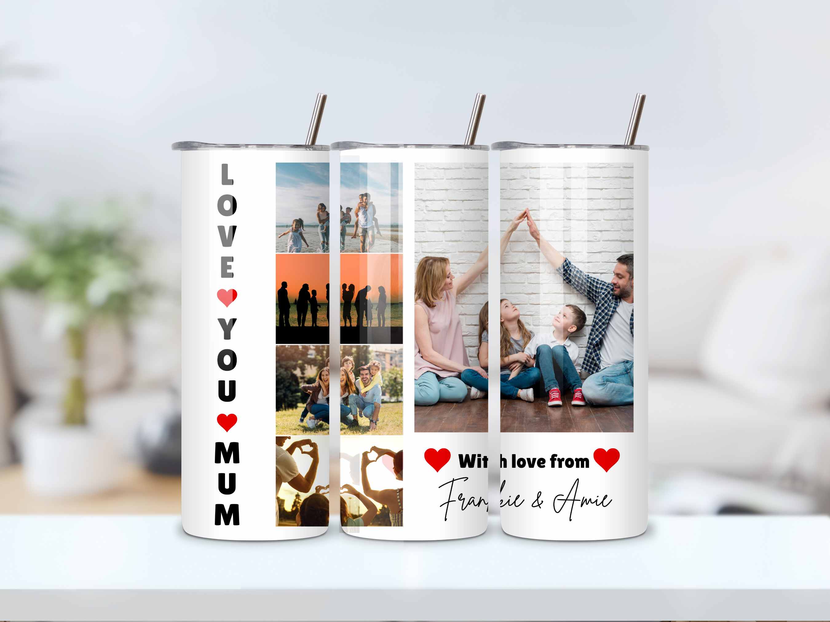 Love You Mum Personalised Photo Tumbler - Eco-friendly Perfect Mother's Day or birthday Gift