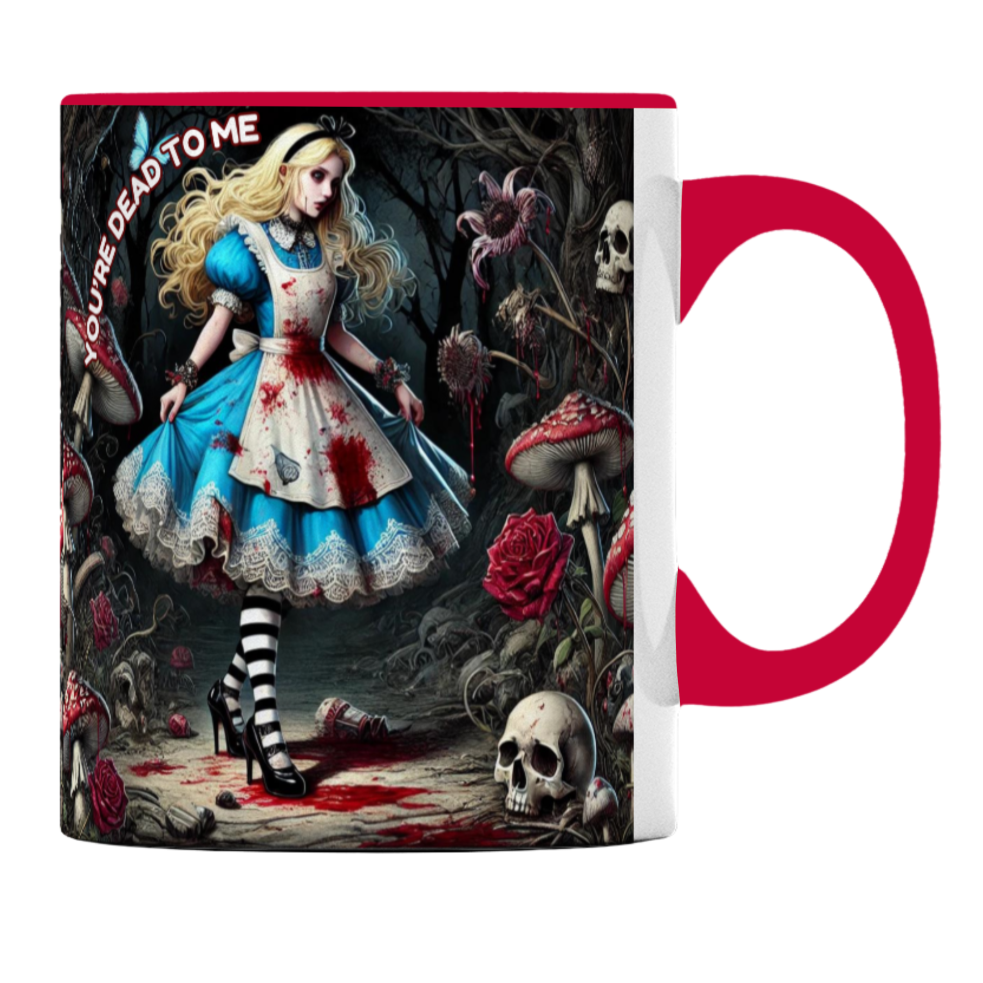 YOU’RE DEAD TO ME Dark Alice Gothic Horror Mug – Horror Gift Mug, Spooky Wonderland Ceramic Mug, Gift for Her/Him, Birthday, Halloween, Alternative Style