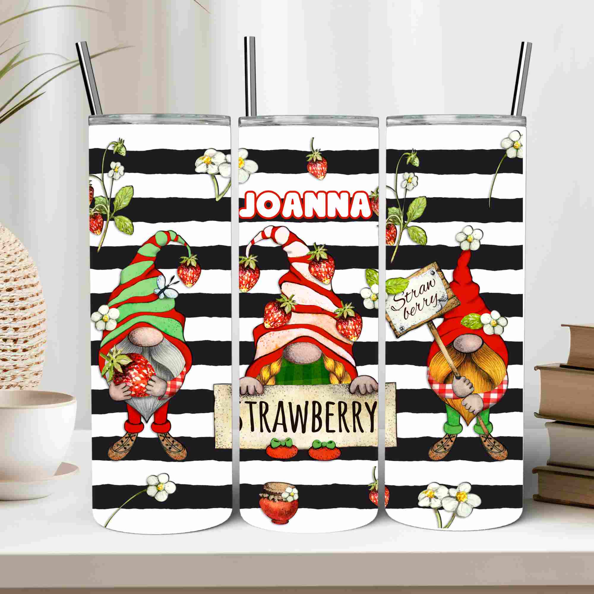 Strawberry Gonk Gnome tumbler with any name
