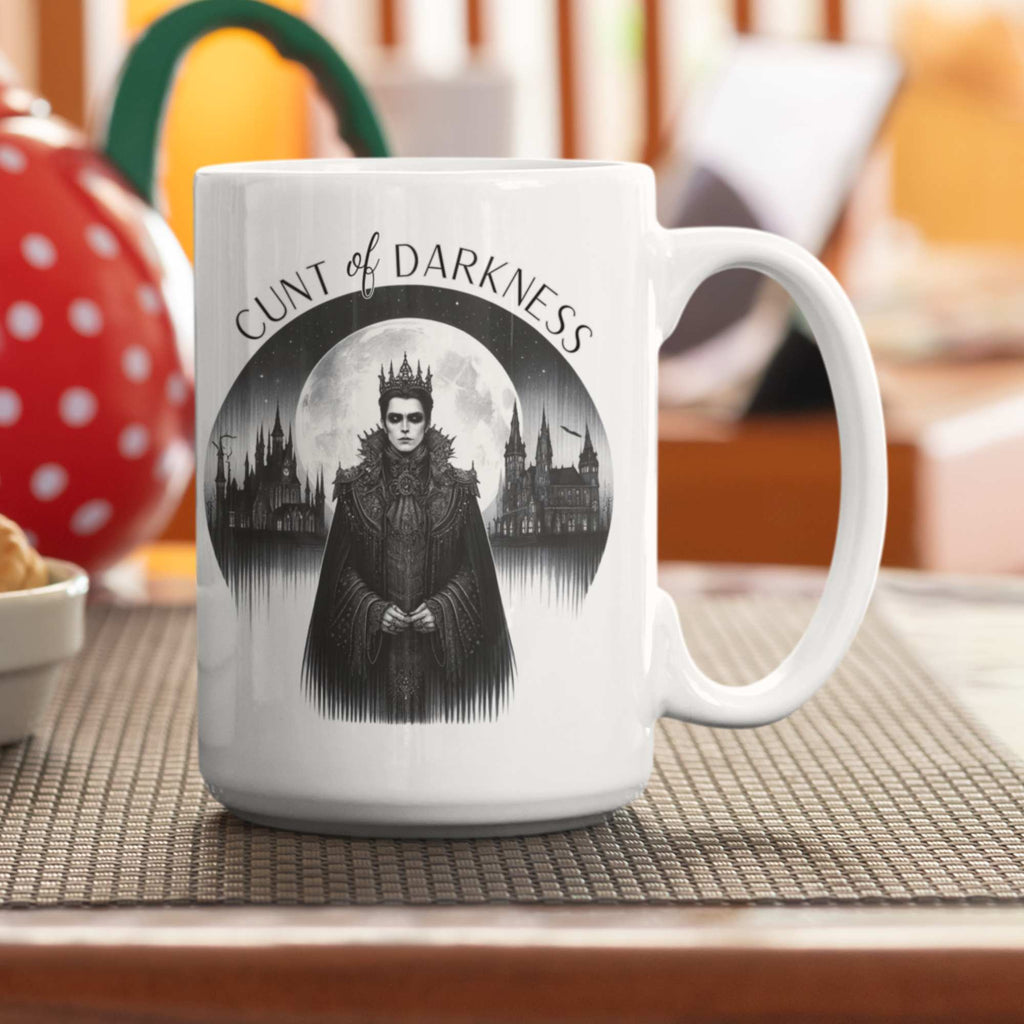 Cunt of Darkness Naughty Gothic Mug – Dark Fantasy Ceramic Coffee Cup, Funny Spooky Gift for Him, Witchy Home Décor