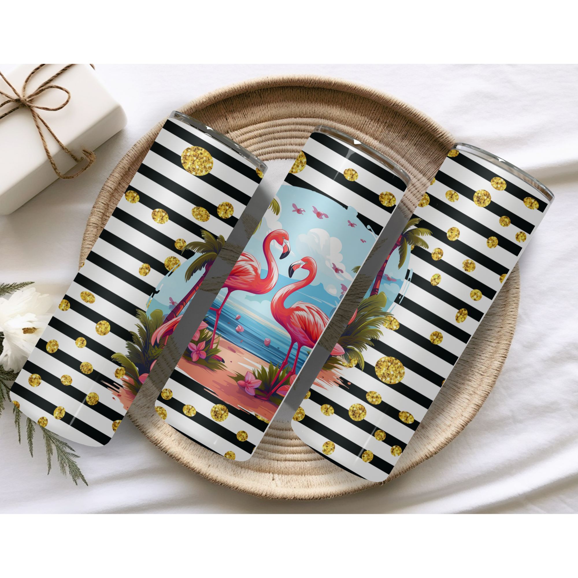 Flamingo Tumbler gift set mug coaster for her mum nan best friend birthday present