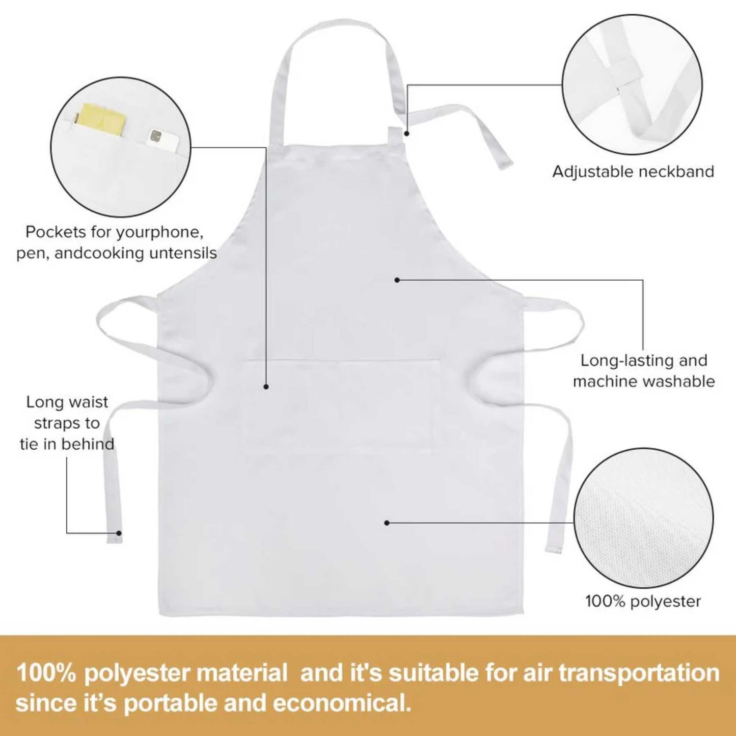 Personalised Polyester Apron: Ideal for Cooking, Art, Schools, and More