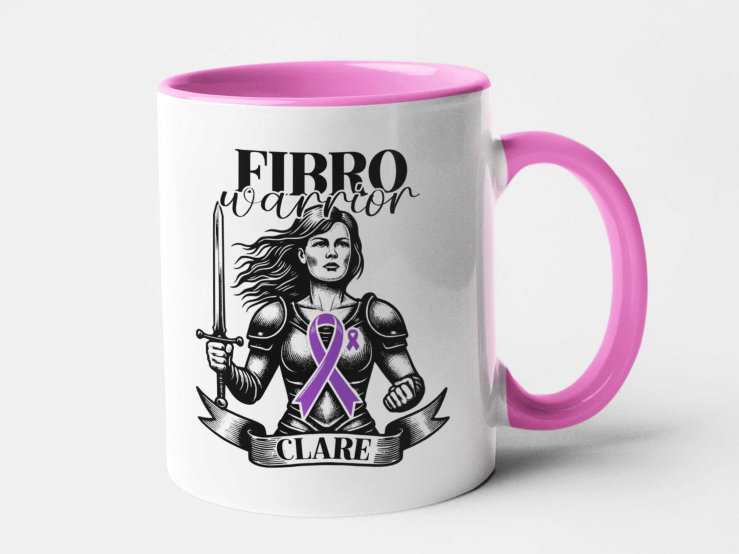 Fibro Warrior Personalised Mug - A Heartfelt Christmas, Mother's Day, Birthday Gift for Mum, Daughter, Sister, Nan, Auntie & Friends, Celebrating Strength and Awareness