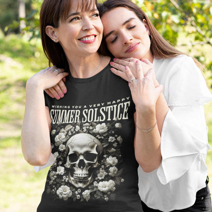 Summer Solstice Skull Tee - Mystical Midsummer Nights Top, 100% Cotton, S-5XL