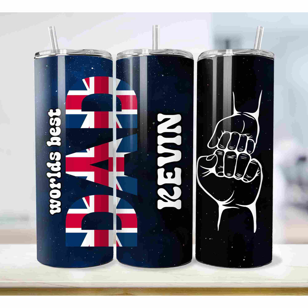 Best Dad Union Jack personalised 20oz insulated tumbler