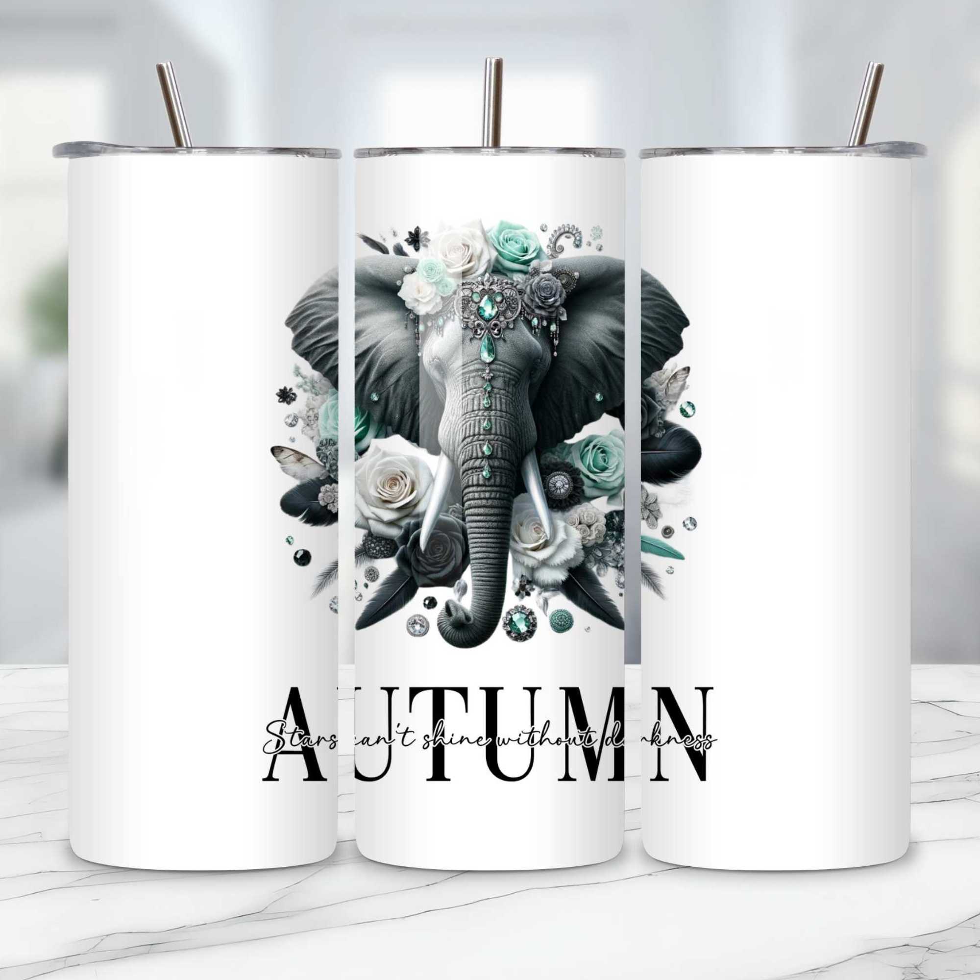 Elegant Elephant Mug and Tumbler Set: 11oz/15oz Personalised Ceramic Mugs, 20oz Insulated Tumblers, Eco-Friendly Coasters - Perfect for Animal Lovers & Conservationists 🐘🌿