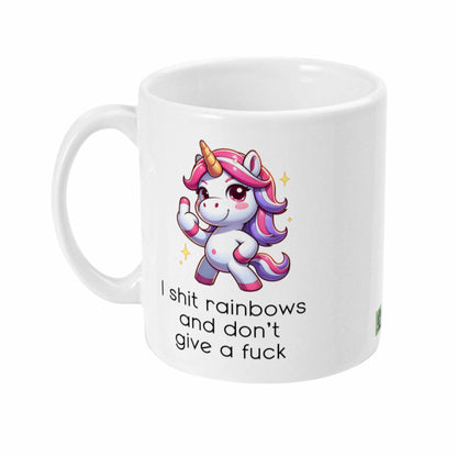 I Shit Rainbows and Don’t Give a Fuck Unicorn Mug - Funny, Rude Coffee Mug, Quirky Gift for Unicorn Lovers, Hilarious Gag Mug
