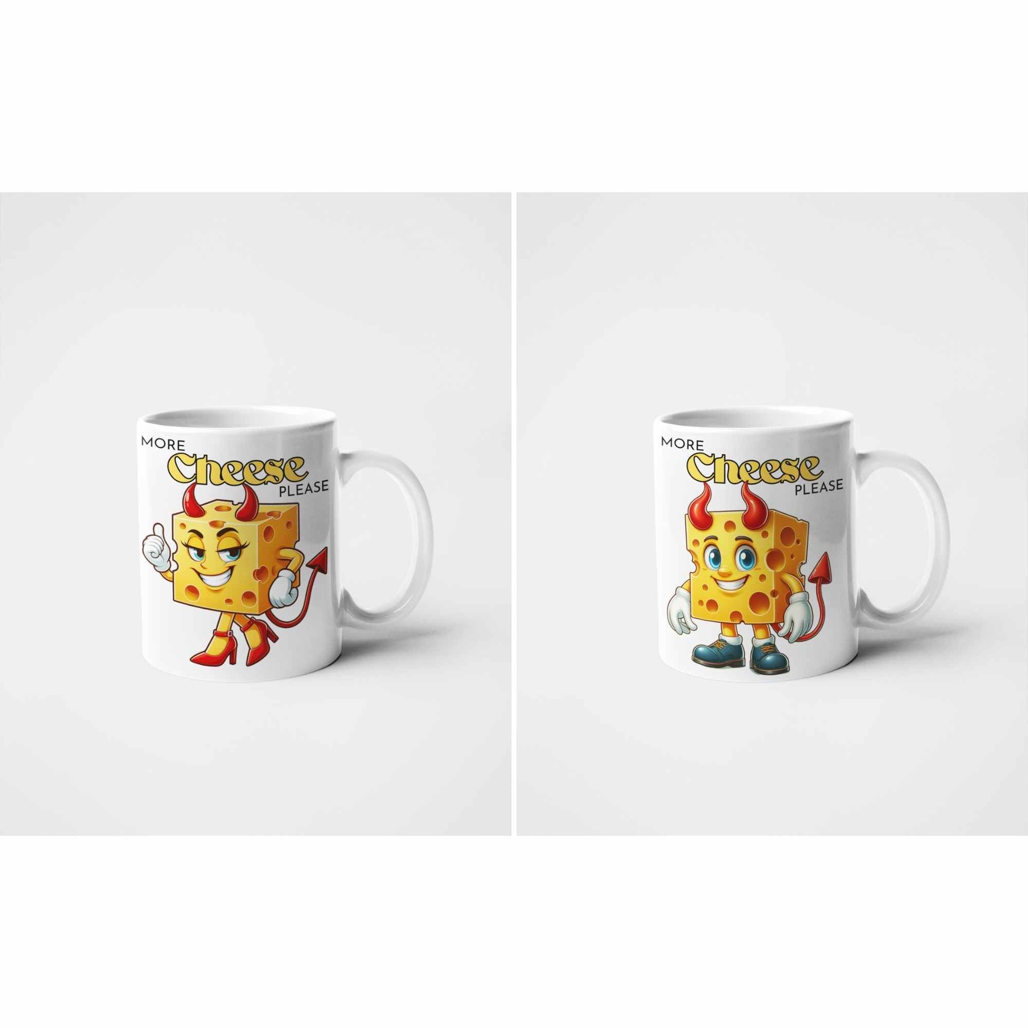 More Cheese Please Funny Devil Cheese Mug – Quirky Gift for Boyfriend, Girlfriend, Brother, Sister, Secret Santa, Office Humour, Birthday, Christmas