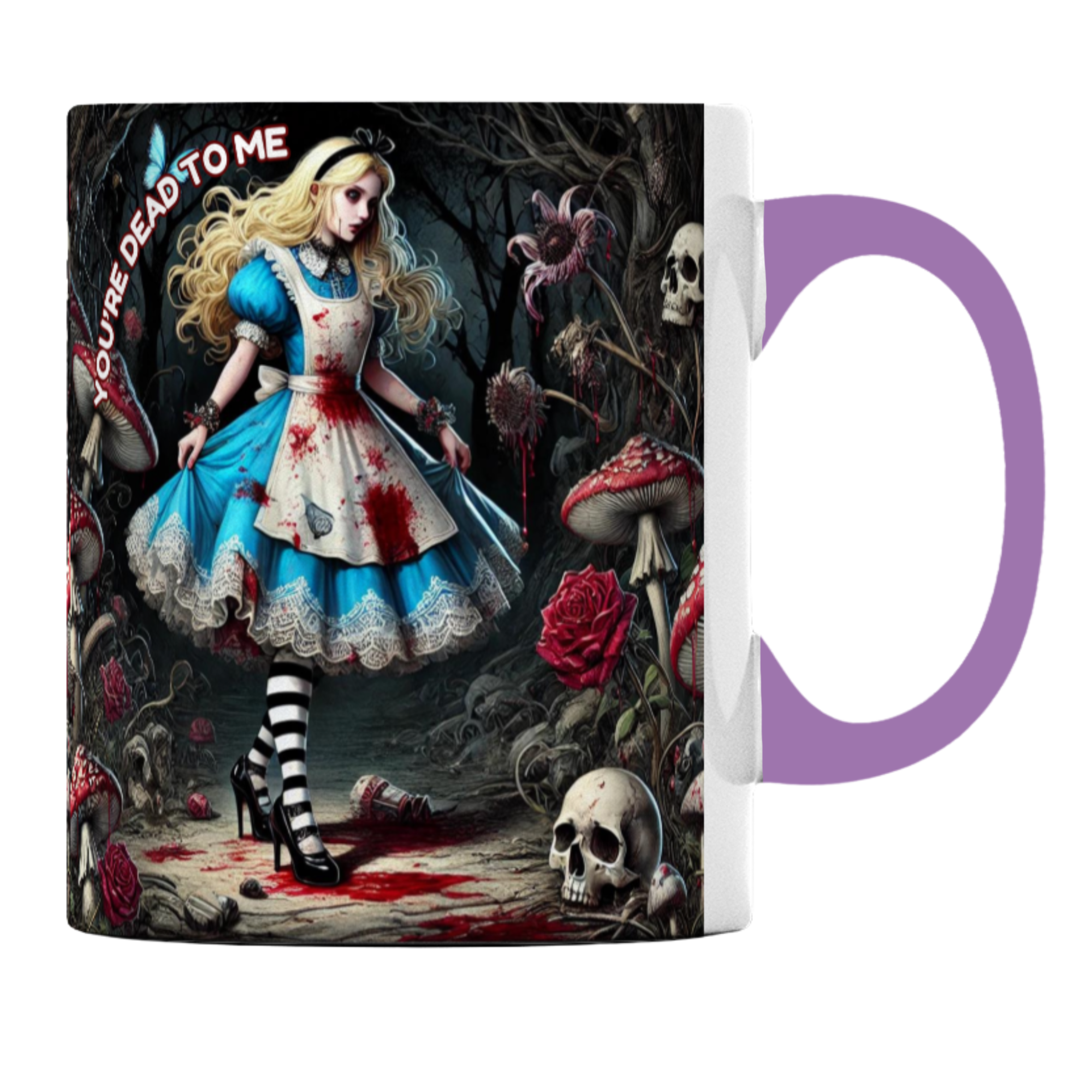 YOU’RE DEAD TO ME Dark Alice Gothic Horror Mug – Horror Gift Mug, Spooky Wonderland Ceramic Mug, Gift for Her/Him, Birthday, Halloween, Alternative Style