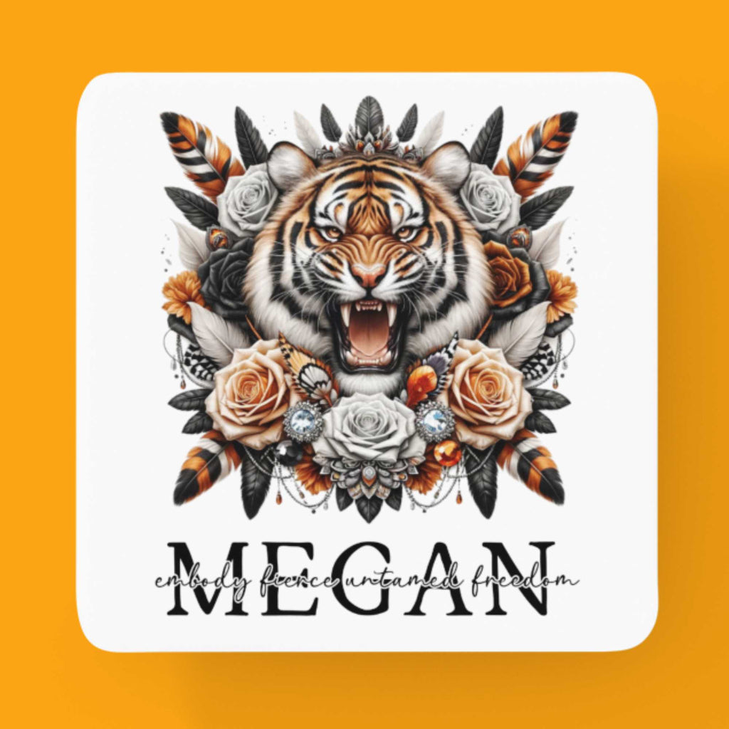 Wild Tiger Floral Drinkware Collection: Personalised Mugs in 11oz/15oz, 20oz Insulated Tumblers, MDF Coasters - Exotic Gifts for Wildlife Enthusiasts