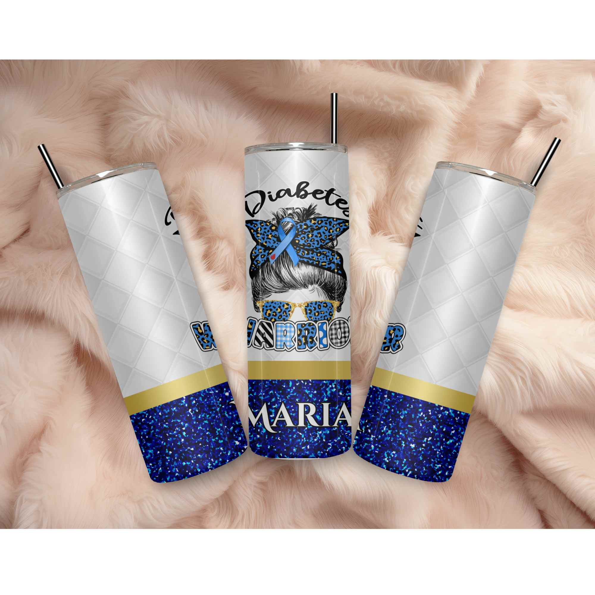 Diabetes Warrior Tumbler for hot drinks and cold diabetic gifts for Christmas or Birthday for her