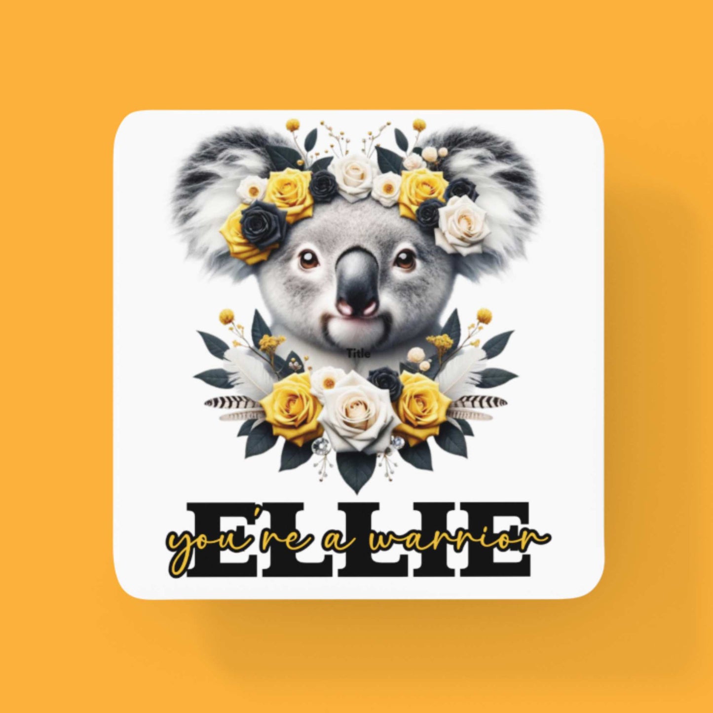 Koala Inspirational Personalised Mug or Tumbler 11oz/15oz Ceramic Mugs, 20oz Travel Tumbler, Colorful Coasters - "You're a Warrior" Collection