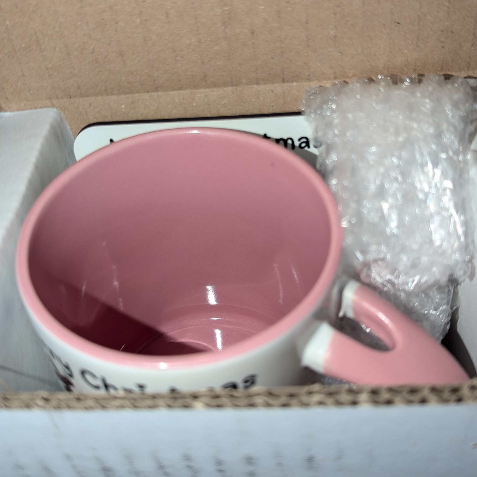 Reindeer Mug & Coaster Set with Custom Name – Pink Ceramic Mug with Matching Spoon 🎅 Perfect Festive Gift for Hot Chocolate, Coffee, & Tea Lovers This Christmas 🎄 Stocking Filler, Secret Santa, Christmas Morning