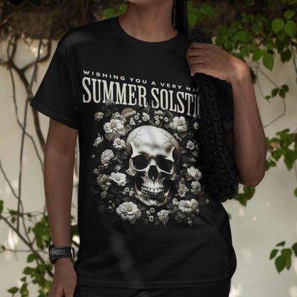 Summer Solstice Skull Tee - Mystical Midsummer Nights Top, 100% Cotton, S-5XL