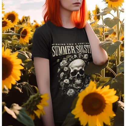 Summer Solstice Skull Tee - Mystical Midsummer Nights Top, 100% Cotton, S-5XL