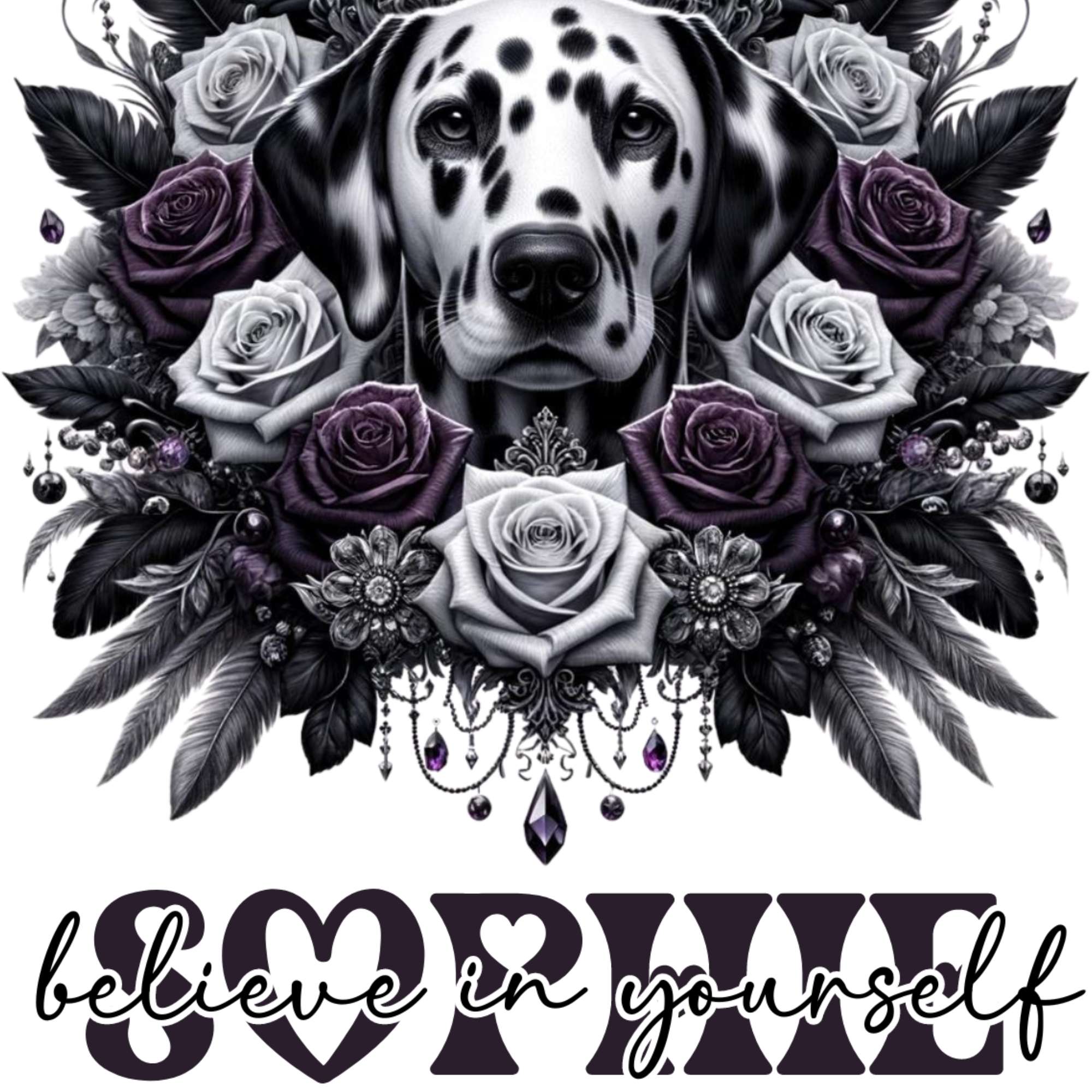 Dalmatian Dog Mug & Tumbler | 'Believe in Yourself' Inspirational Quote | Custom Name Drinkware, 11oz/15oz Mugs, Coasters