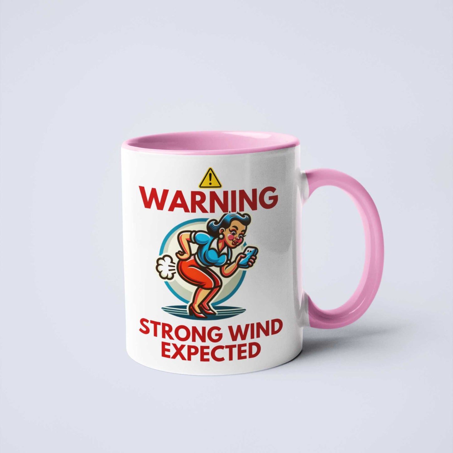 Weather warning funny coffee mug wind expected