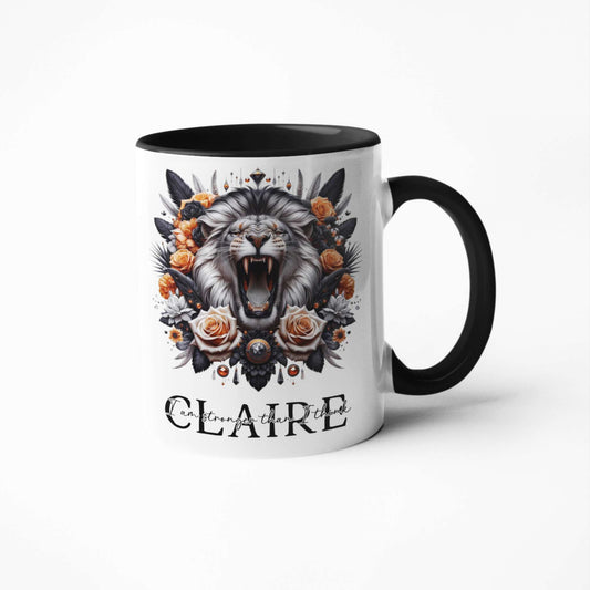 Personalised Roaring Lion Mugs & Tumblers: 11oz Black Inner, 15oz White, 20oz Insulated - Majestic Lion Drinkware for Coffee & Tea Lovers, Unique Gifts for All Occasions