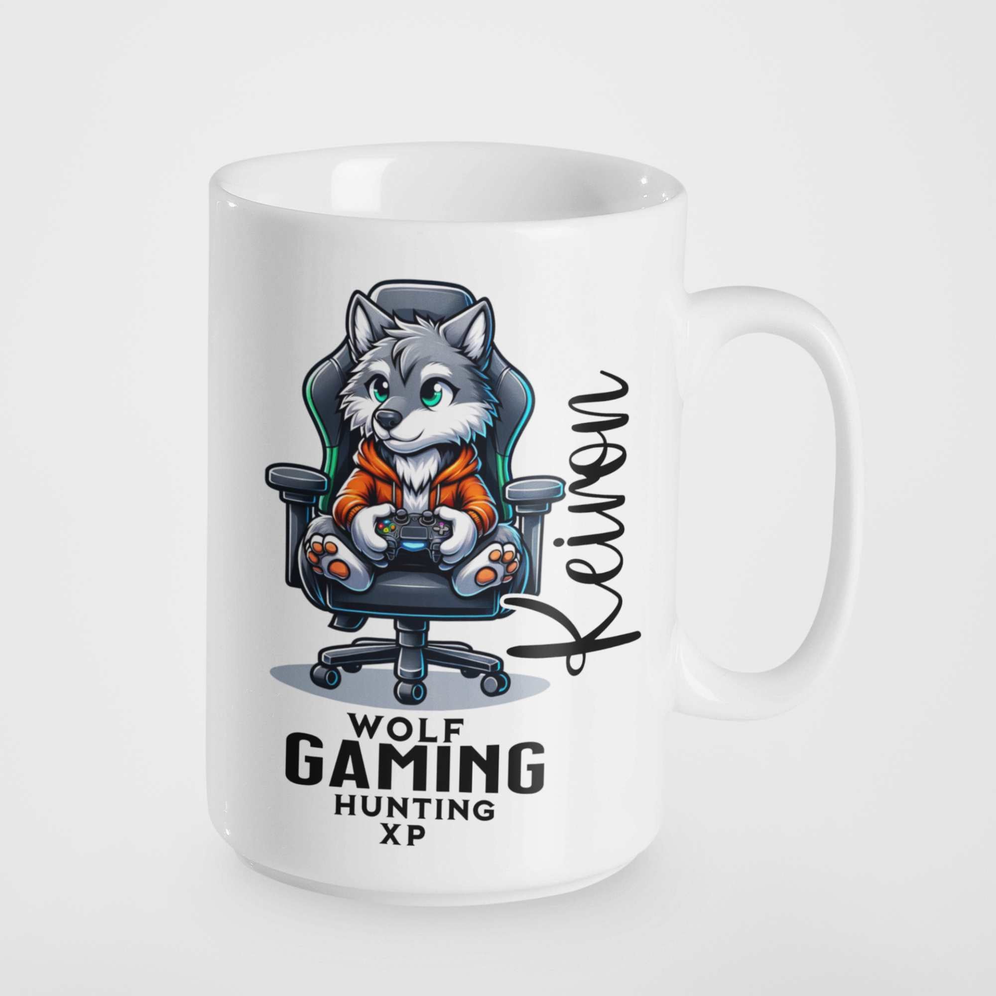 Gaming Wolf Mug or Tumbler – Wolf Gamer XP Design – Perfect for Gamers, Birthdays, Milestone Celebrations & More