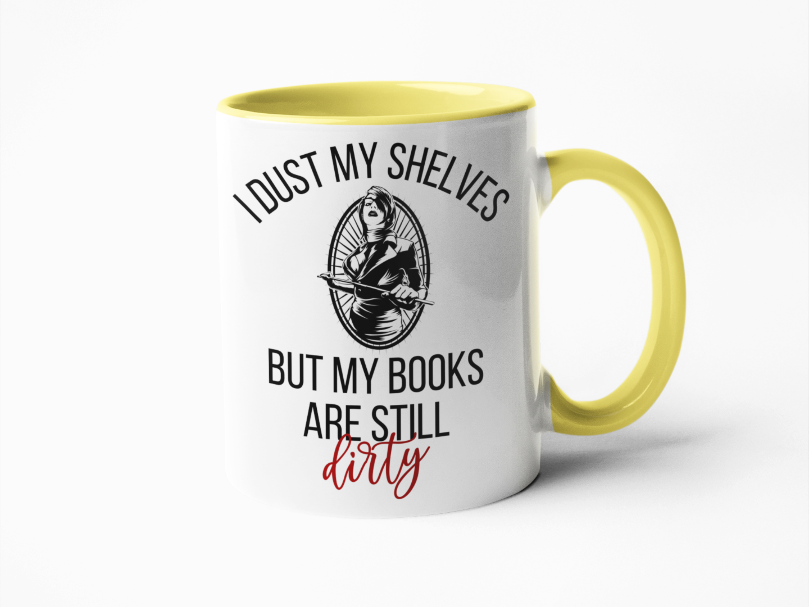 I dust my shelves but books are still dirty coffee mug