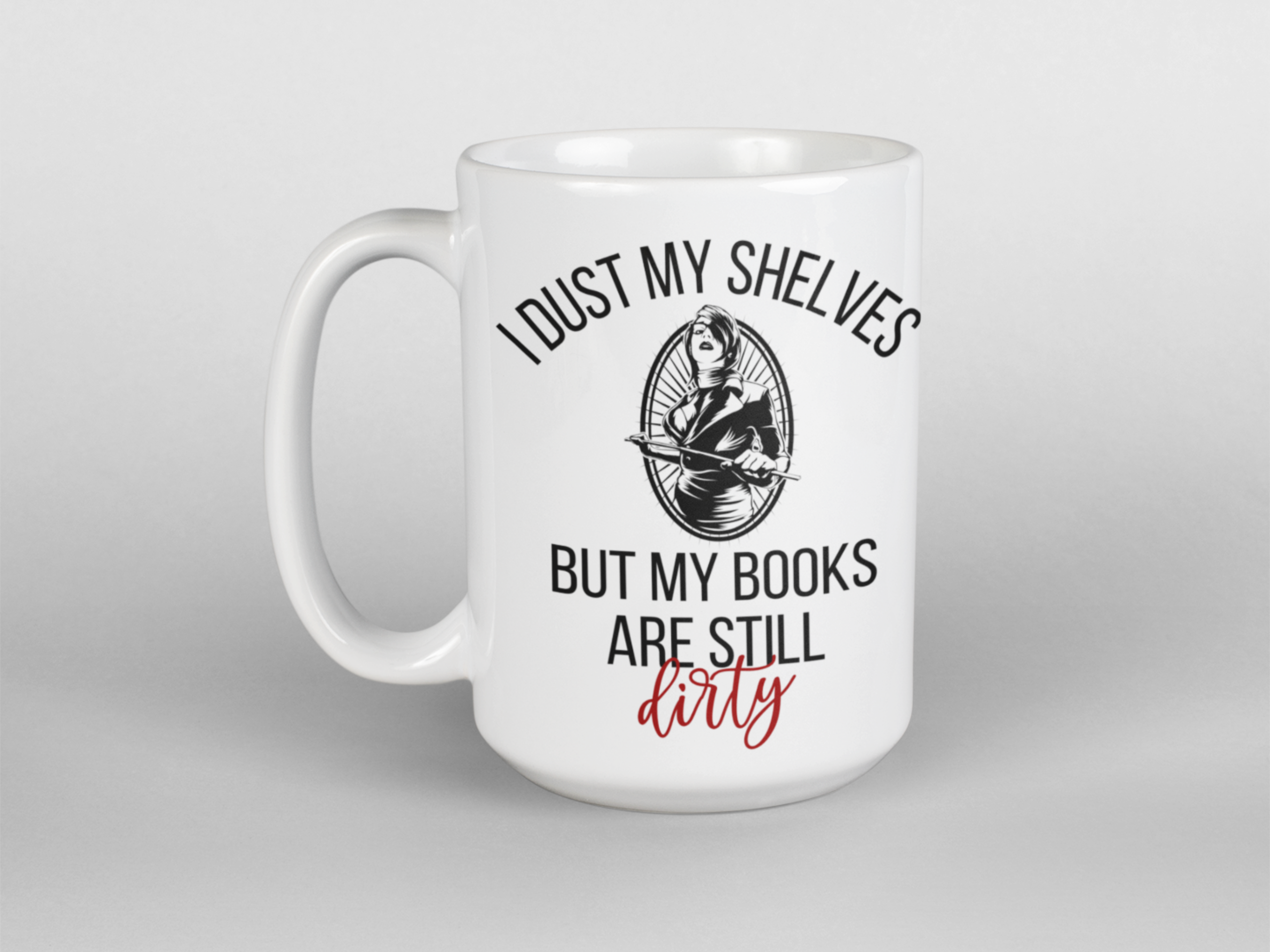 I dust my shelves but books are still dirty coffee mug