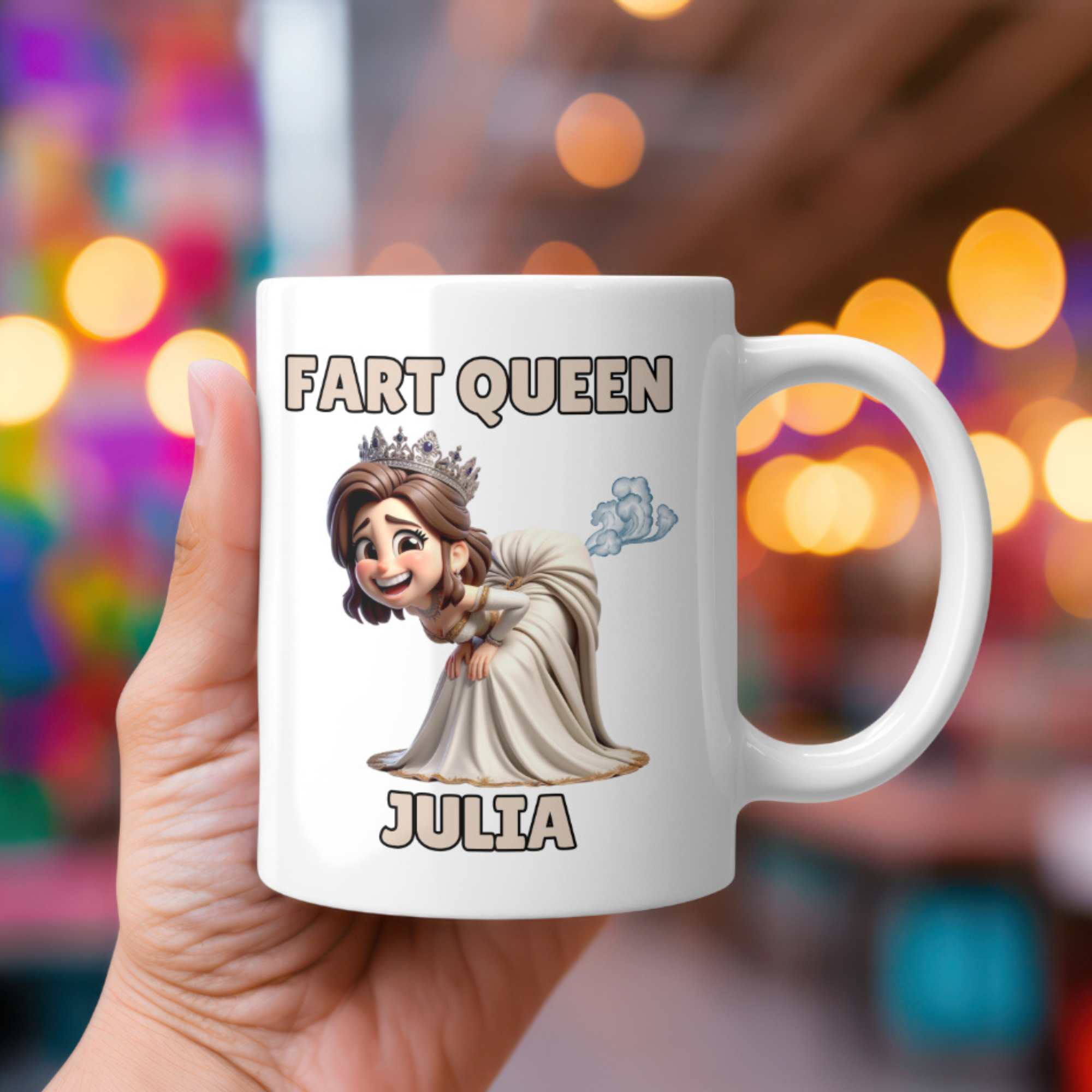 Fart queen personalised coffee mug