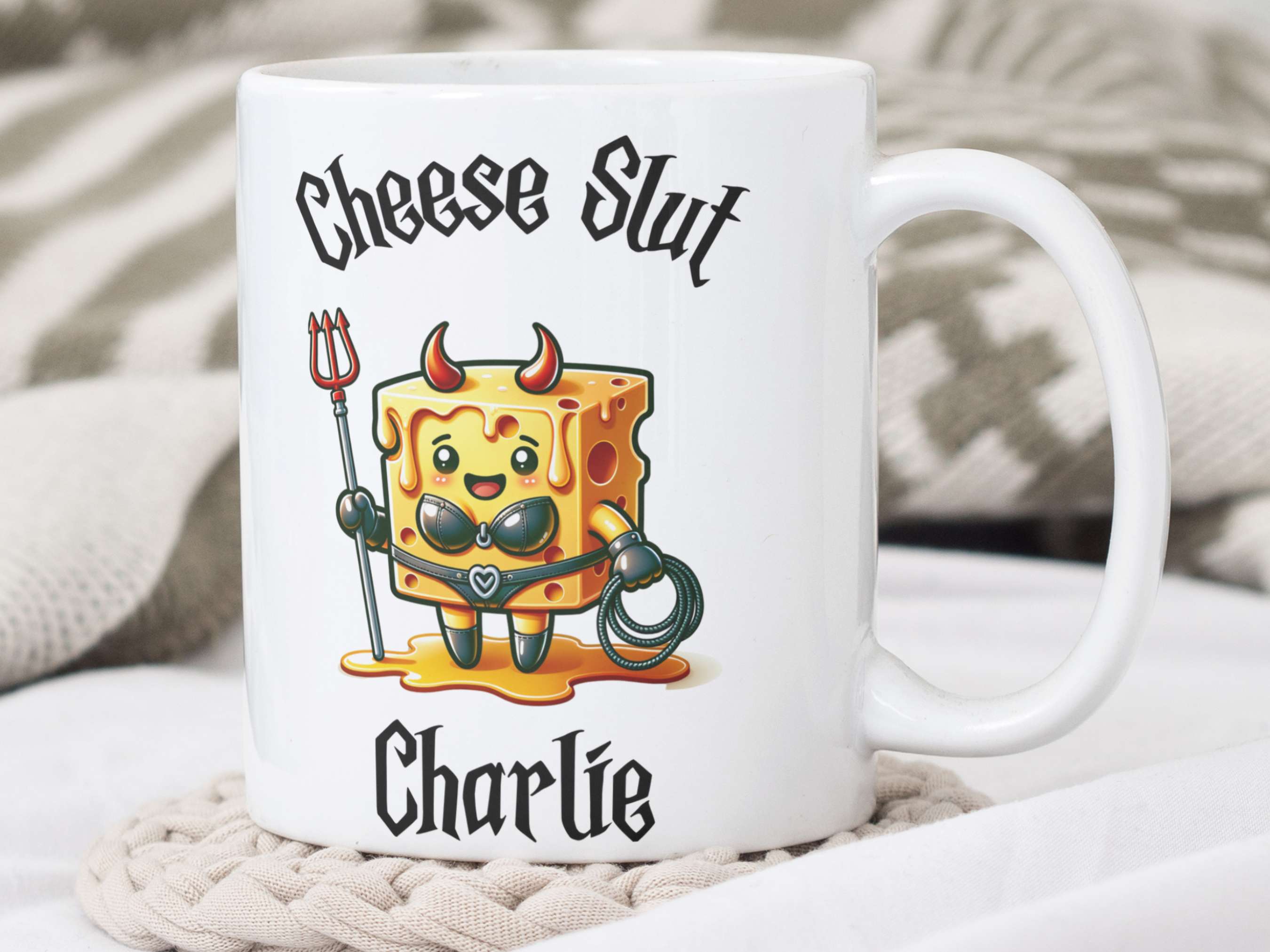 Cheese Slut Funny Rude devil coffee mug