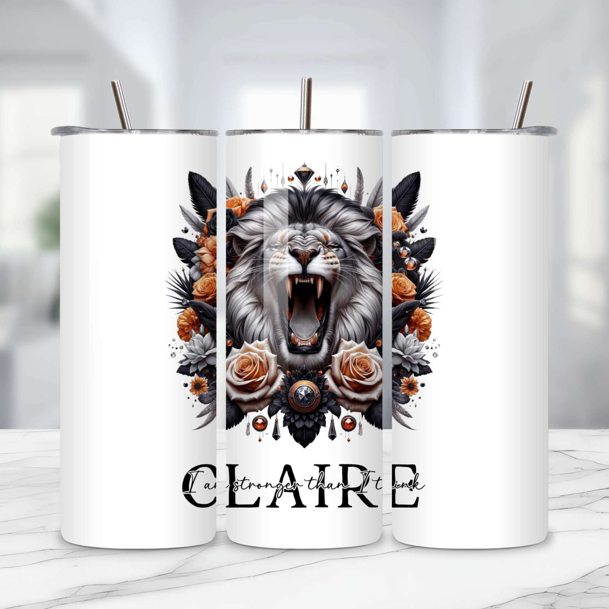 Personalised Roaring Lion Mugs & Tumblers: 11oz Black Inner, 15oz White, 20oz Insulated - Majestic Lion Drinkware for Coffee & Tea Lovers, Unique Gifts for All Occasions