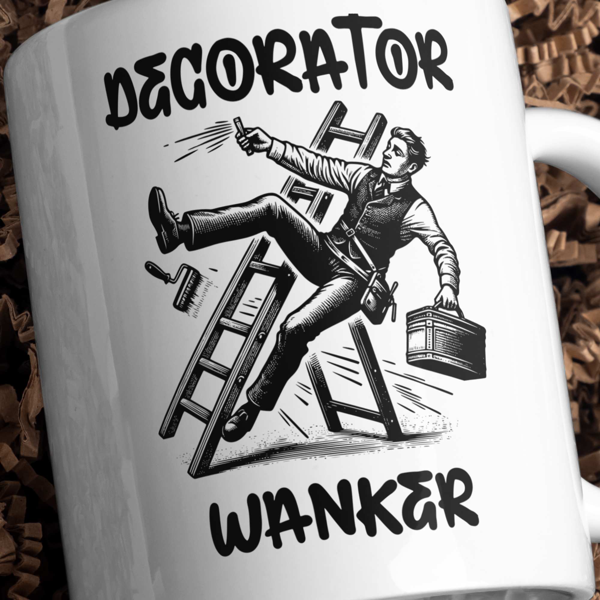 Decorator Wanker- Funny Rude Mugs for Work, Personalised Mugs UK, Funny Gifts for Friends, Unique Coffee Cup