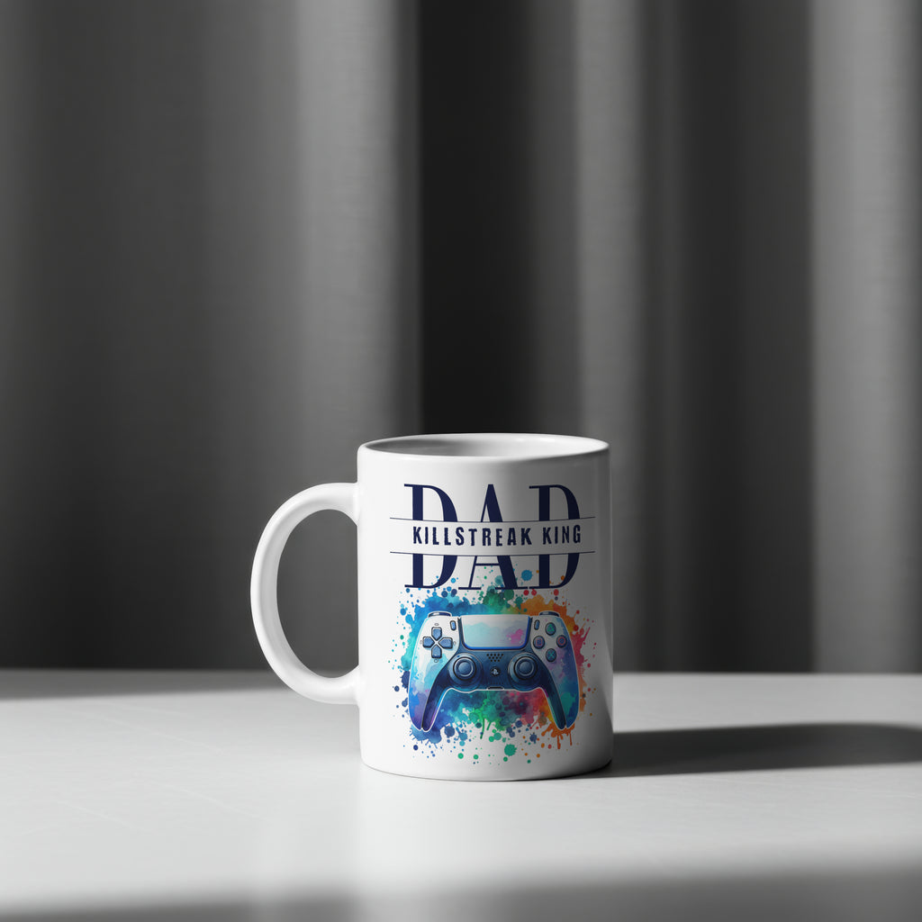 Gaming Dad Mug – Killstreak King – 11oz White Ceramic – Funny Dad Gift for Father’s Day 2025